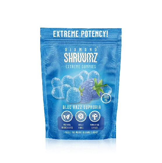 Blue Razz Euphoria Mushroom Gummies 5pc