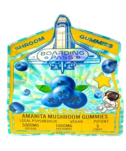 Blue Razz Boarding Pass Amanita Mushroom Gummies 1000mg